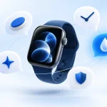 Illusztráció: Apple Watch kérdésbuborékokkal a polírozásról