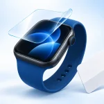 Illusztráció: hydrogél kijelzővédő fólia felhelyezése Apple Watch-ra